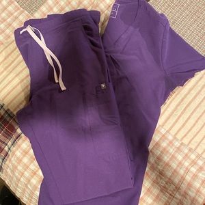 Purple Figs scrubs. Good condition. Small tall bottoms. Small top